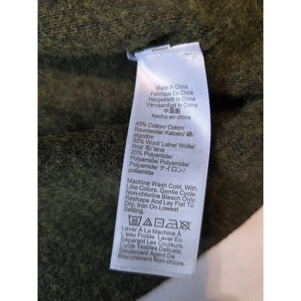 J.Crew Womens Teddie Sweater XS Olive Green‎ Heather Wool Blend Crewneck